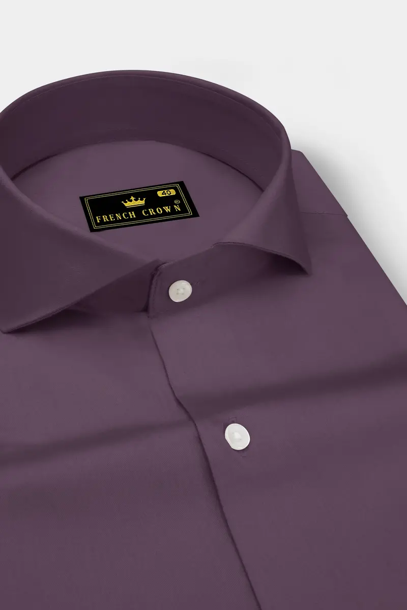 Mauvero-Taupe Purple Subtle Sheen Super Soft Premium Cotton Cut Away Collar Dress Shirt 2