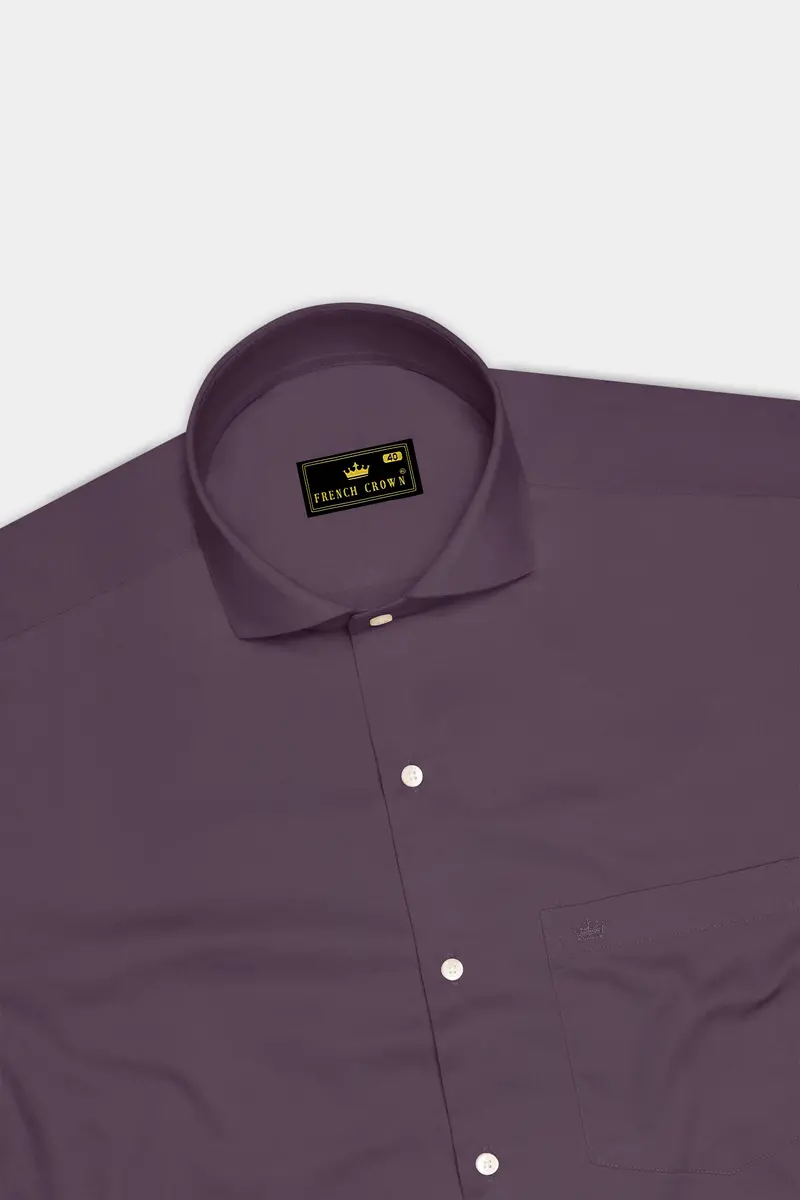 Mauvero-Taupe Purple Subtle Sheen Super Soft Premium Cotton Cut Away Collar Dress Shirt 5