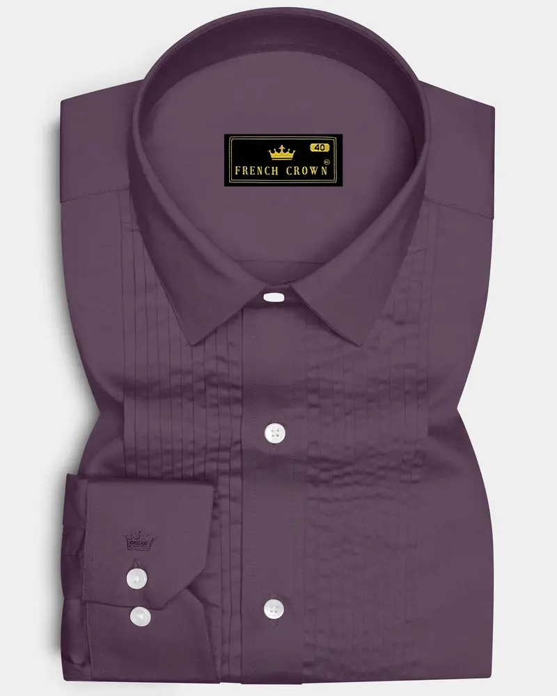 Mauvero-Taupe Purple Subtle Sheen Super Soft Premium Cotton Tuxedo Dress Shirt 1