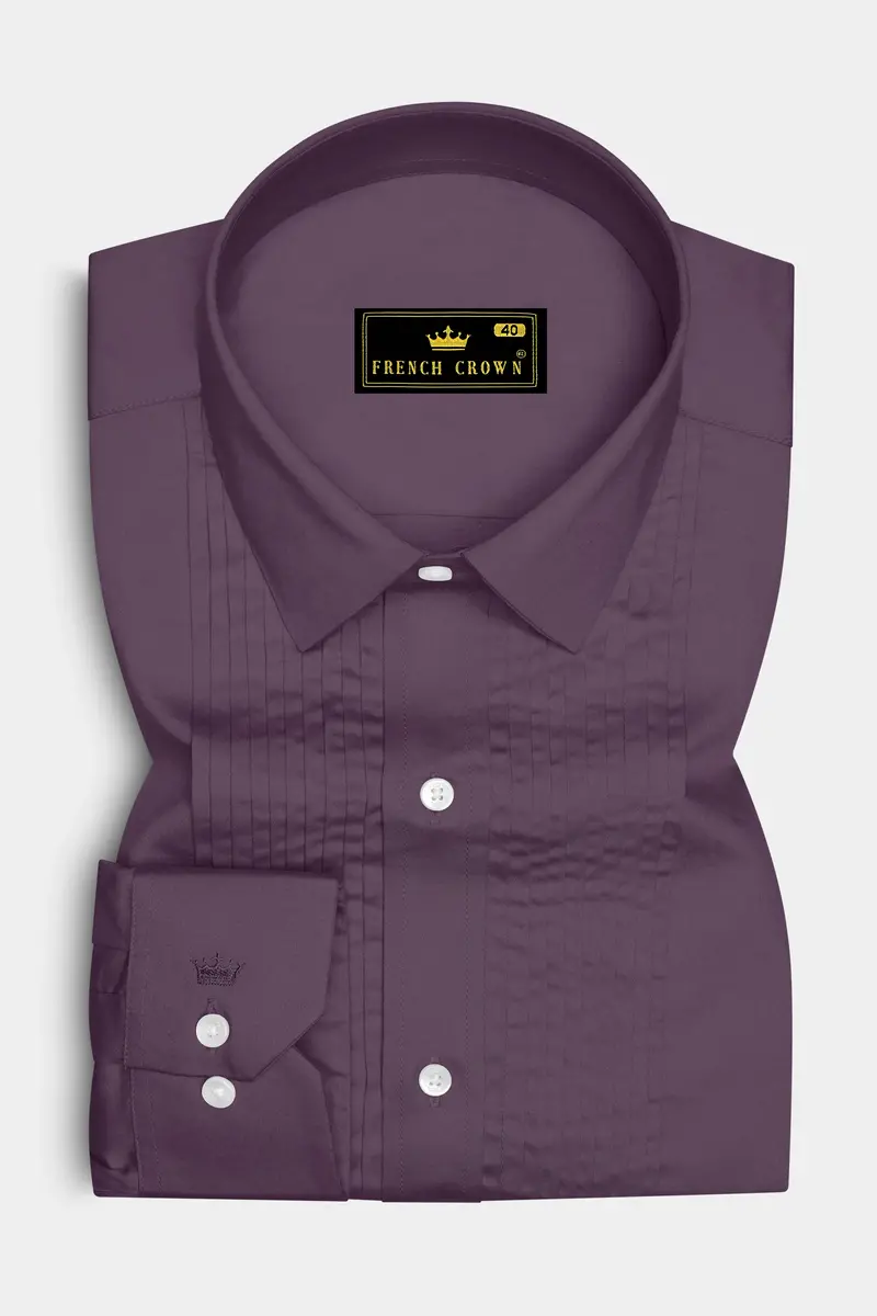 Mauvero-Taupe Purple Subtle Sheen Super Soft Premium Cotton Tuxedo Dress Shirt 2