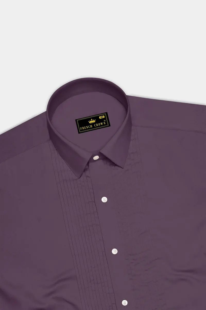 Mauvero-Taupe Purple Subtle Sheen Super Soft Premium Cotton Tuxedo Dress Shirt 5