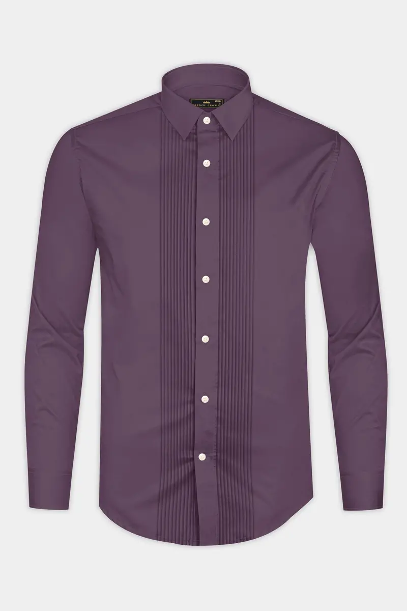 Mauvero-Taupe Purple Subtle Sheen Super Soft Premium Cotton Tuxedo Dress Shirt 6