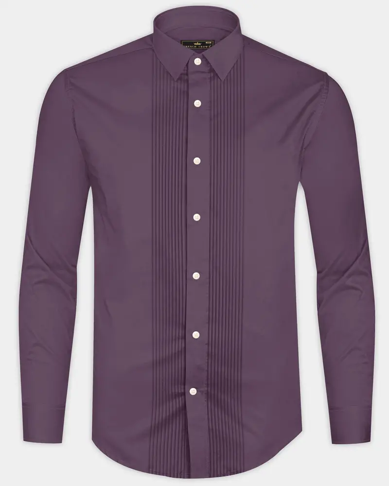 Mauvero-Taupe Purple Subtle Sheen Super Soft Premium Cotton Tuxedo Dress Shirt 8