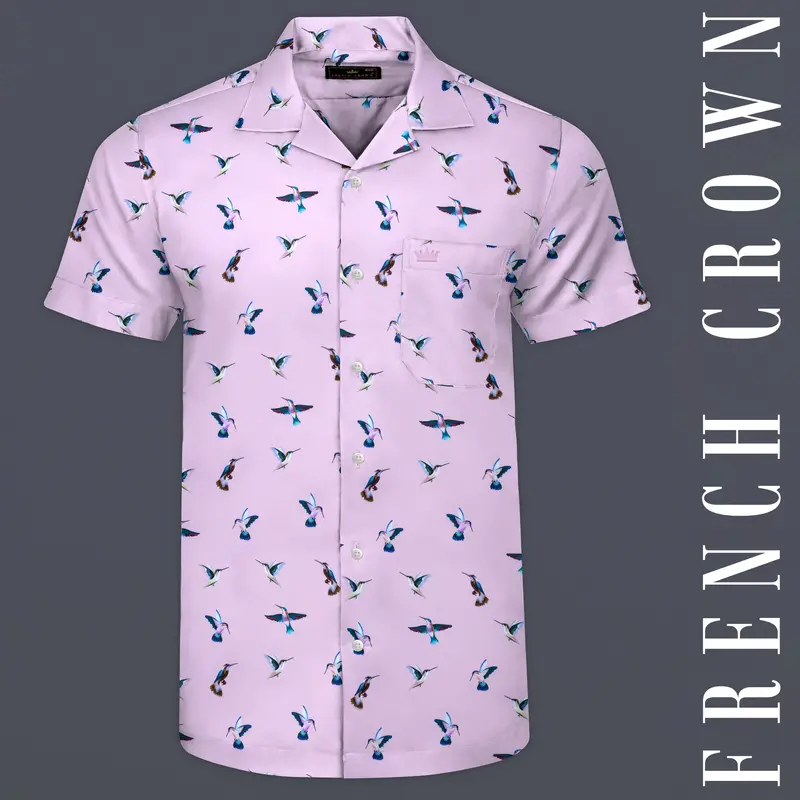 Maverick Lavender Multicolor Birds Printed Poplin Cotton Shirt 1