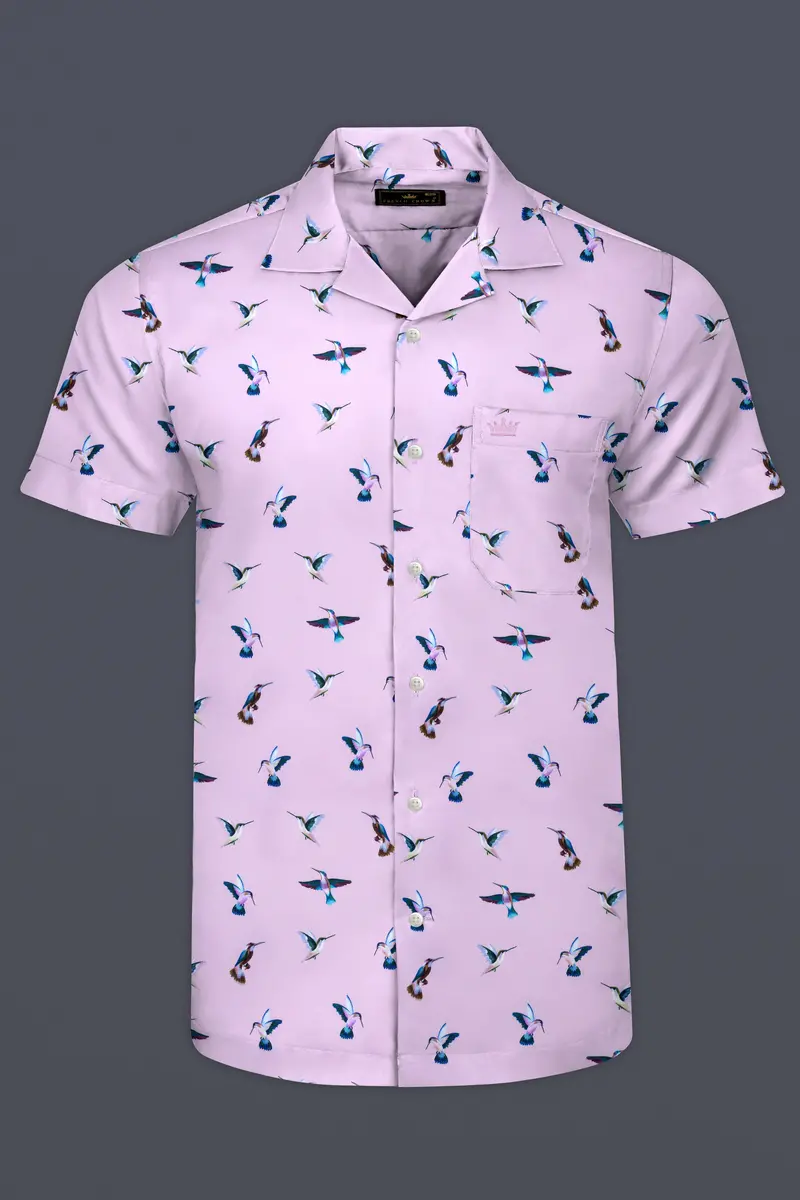 Maverick Lavender Multicolor Birds Printed Poplin Cotton Shirt 2