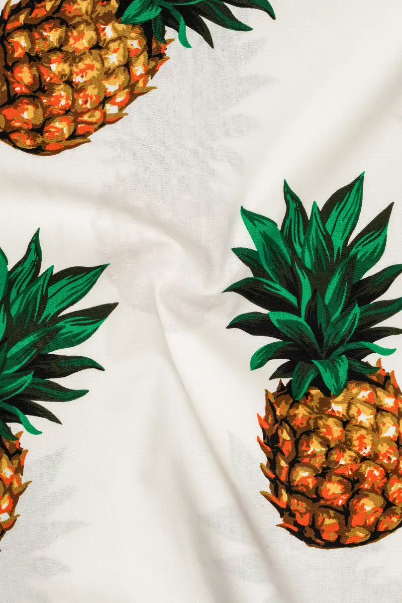 Meadow Beige Pineapple Printed Premium Cotton Designer Shirt 3