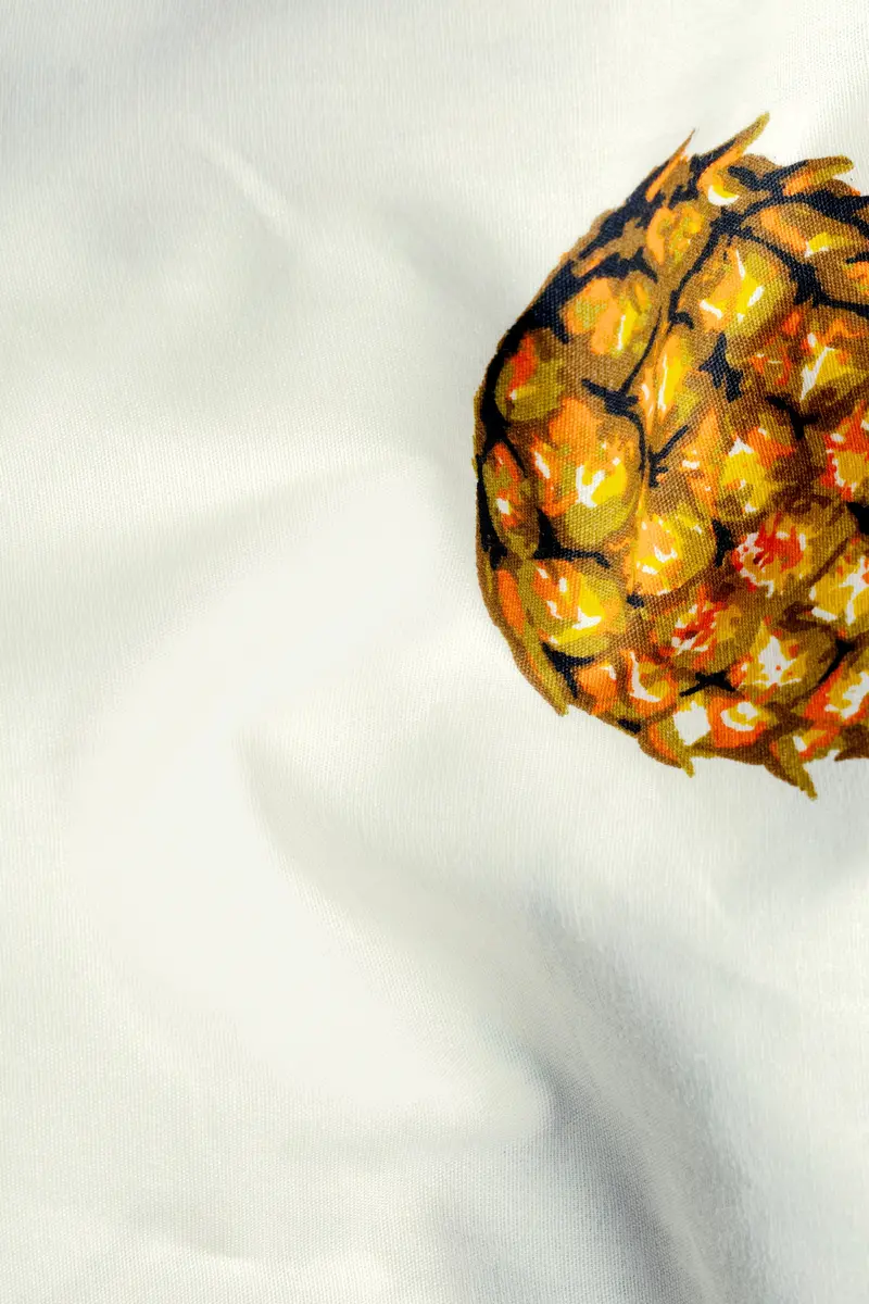 Meadow Beige Pineapple Printed Premium Cotton Shirt 3