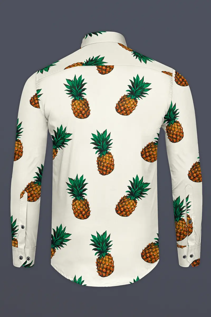 Meadow Beige Pineapple Printed Premium Cotton Shirt 6