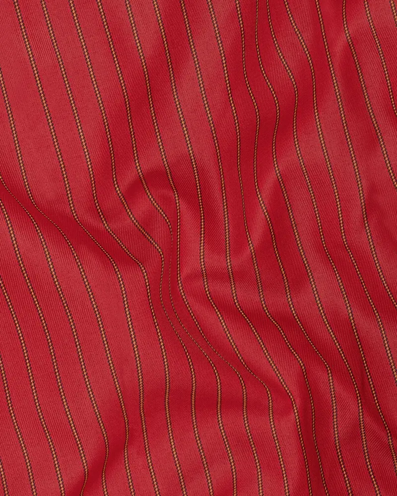 Medium Carmine Red Striped Wool Rich Waistcoat 3