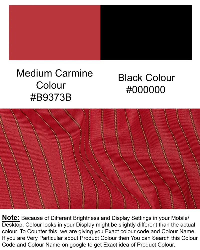 Medium Carmine Red Striped Wool Rich Waistcoat 7