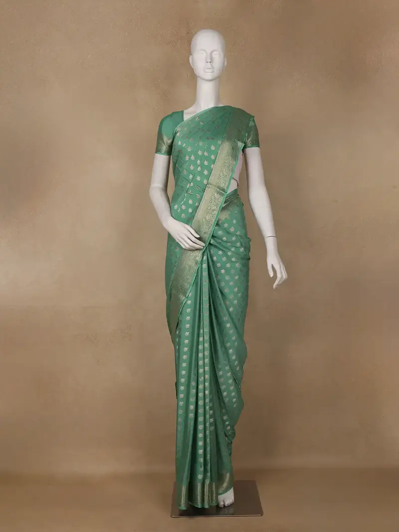 Mehendi Green Floral Zari Woven Mysore Silk Saree 1
