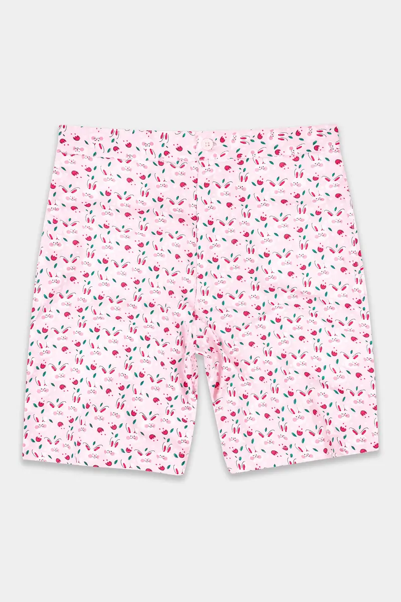 Melaine Pink With Multicolor Rabbit Printed Premium Cotton Shorts 2