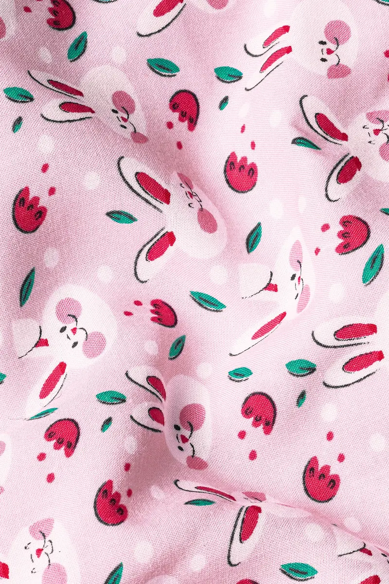 Melaine Pink With Multicolor Rabbit Printed Premium Cotton Shorts 3
