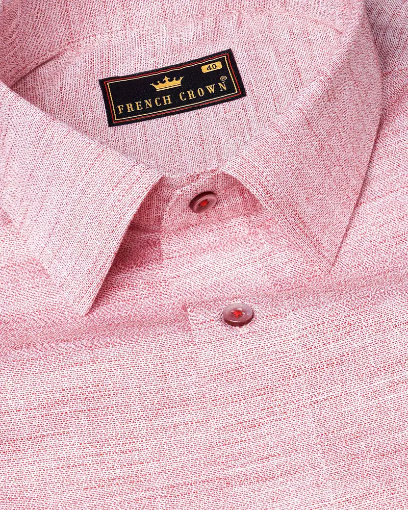 Melanie Pink And Burgundy Dobby Textured Premium Giza Cotton Shirt 1