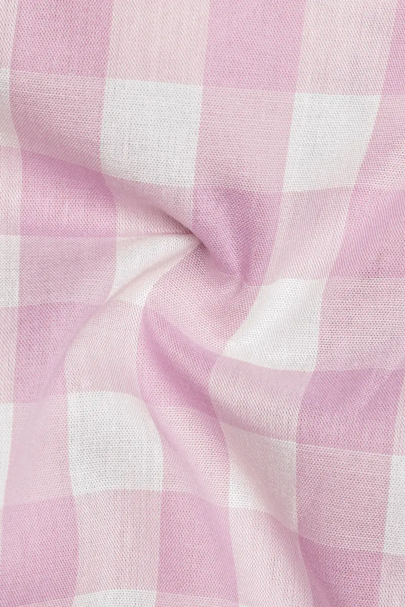 Melanie Pink And White Checkered Premium Cotton Shirt 3