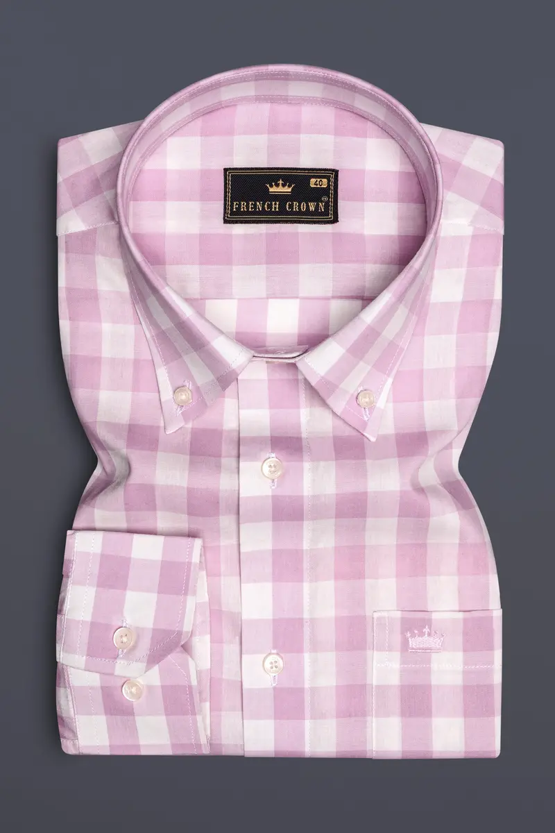Melanie Pink And White Checkered Premium Cotton Shirt 4