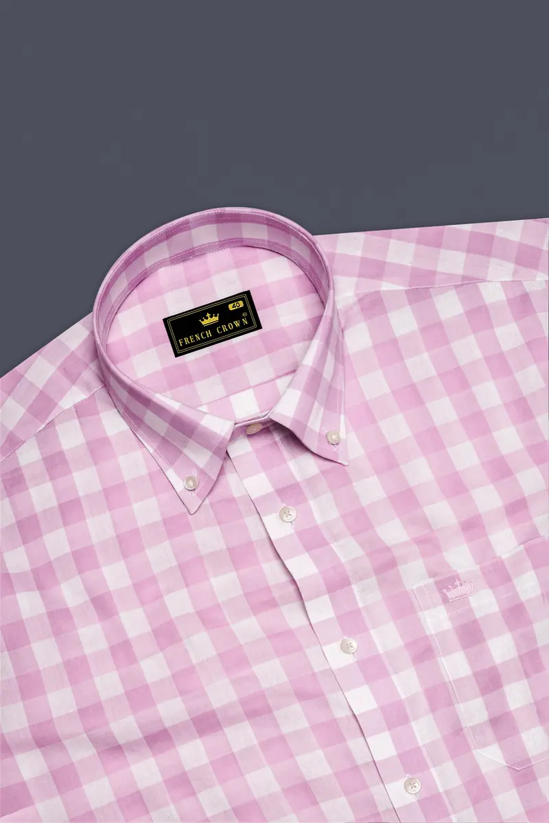 Melanie Pink And White Checkered Premium Cotton Shirt 5