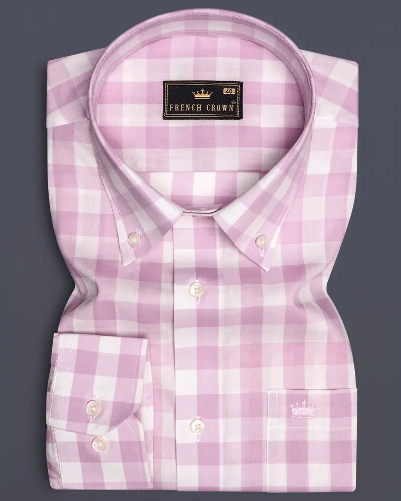 Melanie Pink And White Checkered Premium Cotton Shirt 6