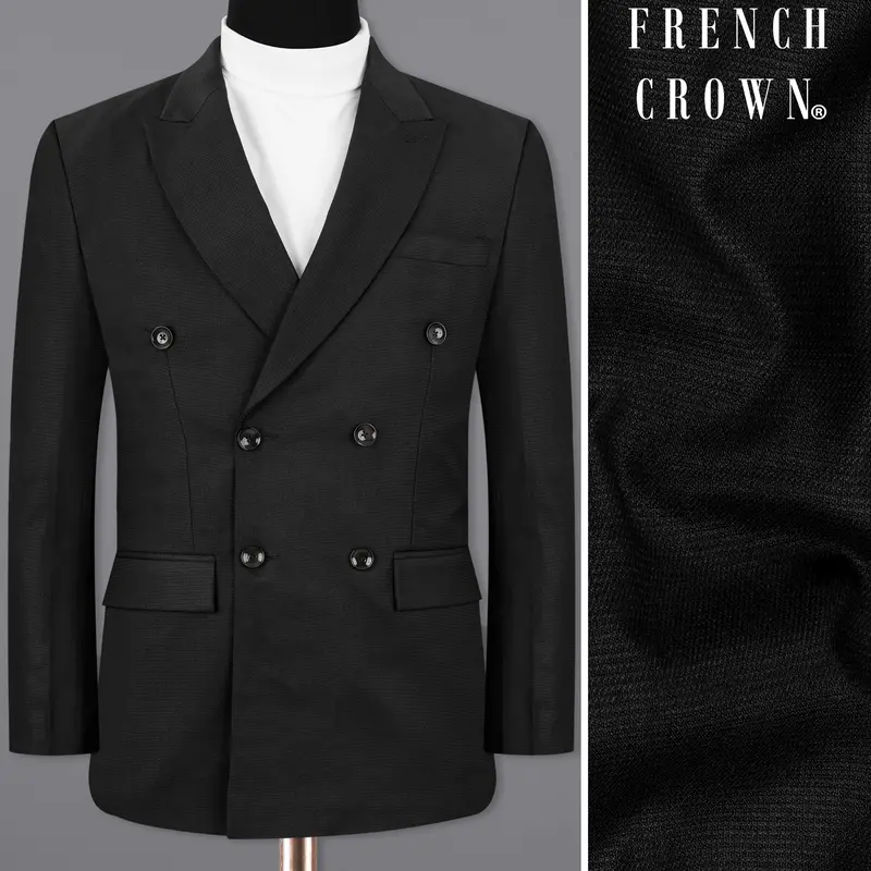 Melanzane Jade Black Double Breasted Blazer 1