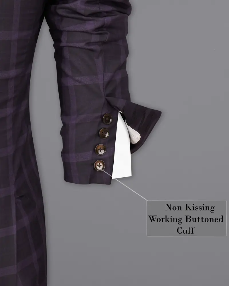 Melanzane Violet And Mortar Purple Plaid Double Breasted Blazer 10