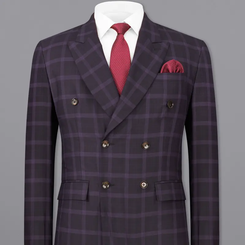 Melanzane Violet And Mortar Purple Plaid Double Breasted Blazer 11