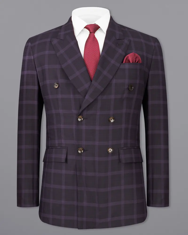 Melanzane Violet And Mortar Purple Plaid Double Breasted Blazer 2