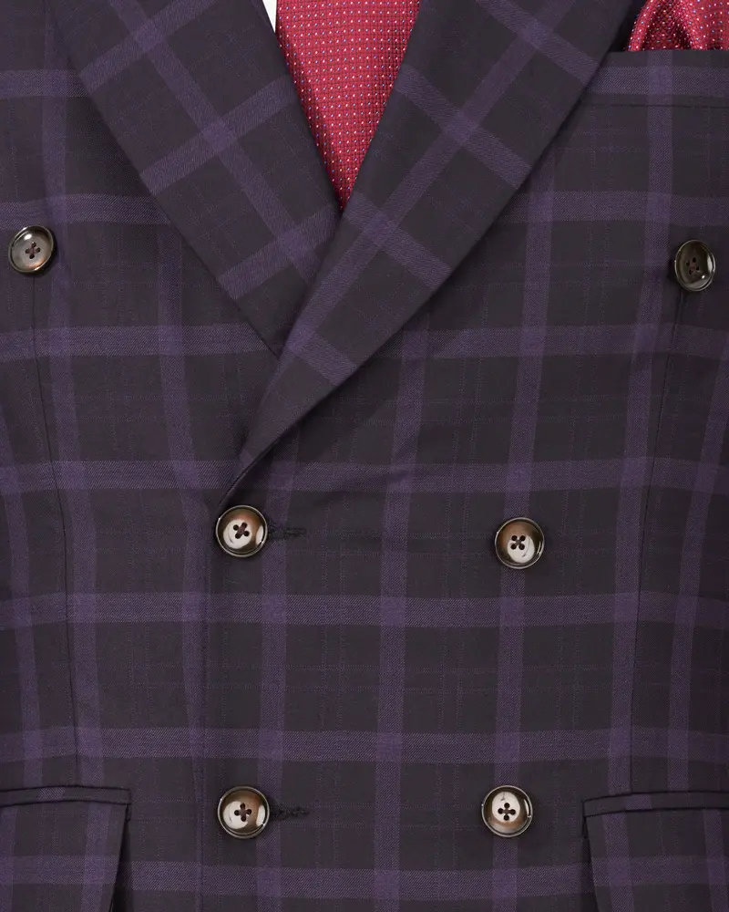 Melanzane Violet And Mortar Purple Plaid Double Breasted Blazer 4