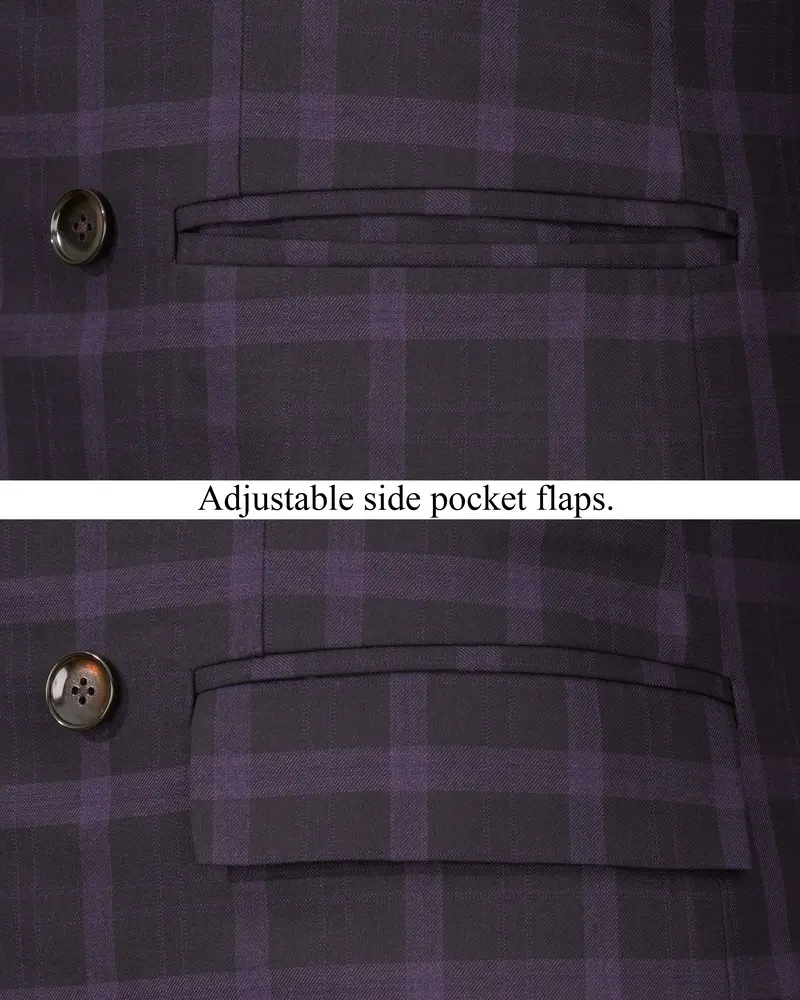 Melanzane Violet And Mortar Purple Plaid Double Breasted Blazer 5