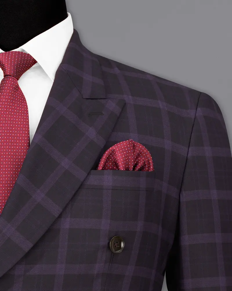 Melanzane Violet And Mortar Purple Plaid Double Breasted Blazer 6