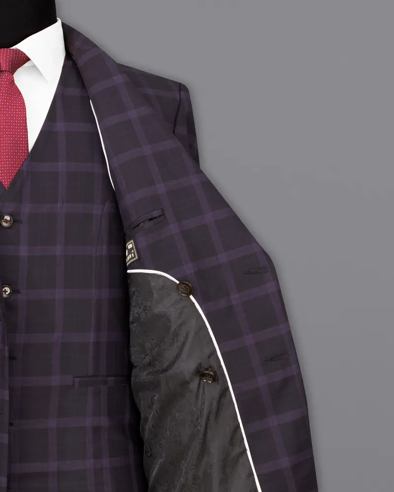Melanzane Violet And Mortar Purple Plaid Double Breasted Blazer 7