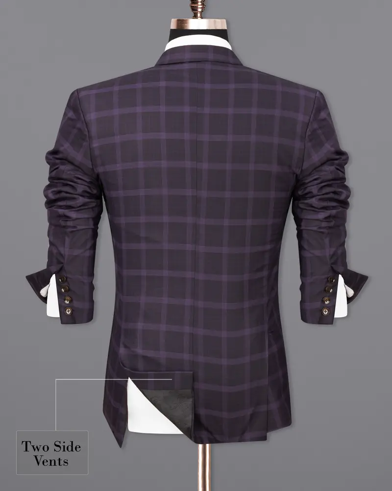 Melanzane Violet And Mortar Purple Plaid Double Breasted Blazer 9