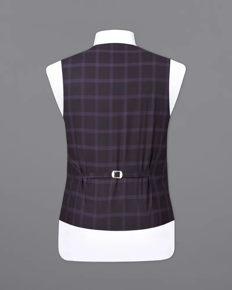 Melanzane Violet And Mortar Purple Plaid Waistcoat 6