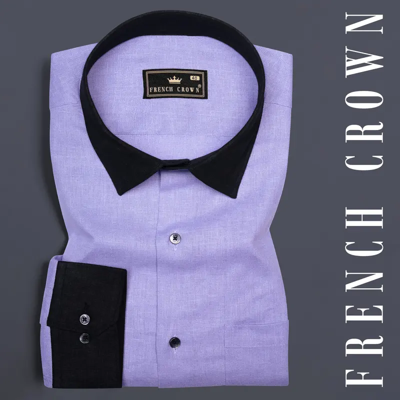 Melrose Purple Textured Luxurious Linen Shirt 1