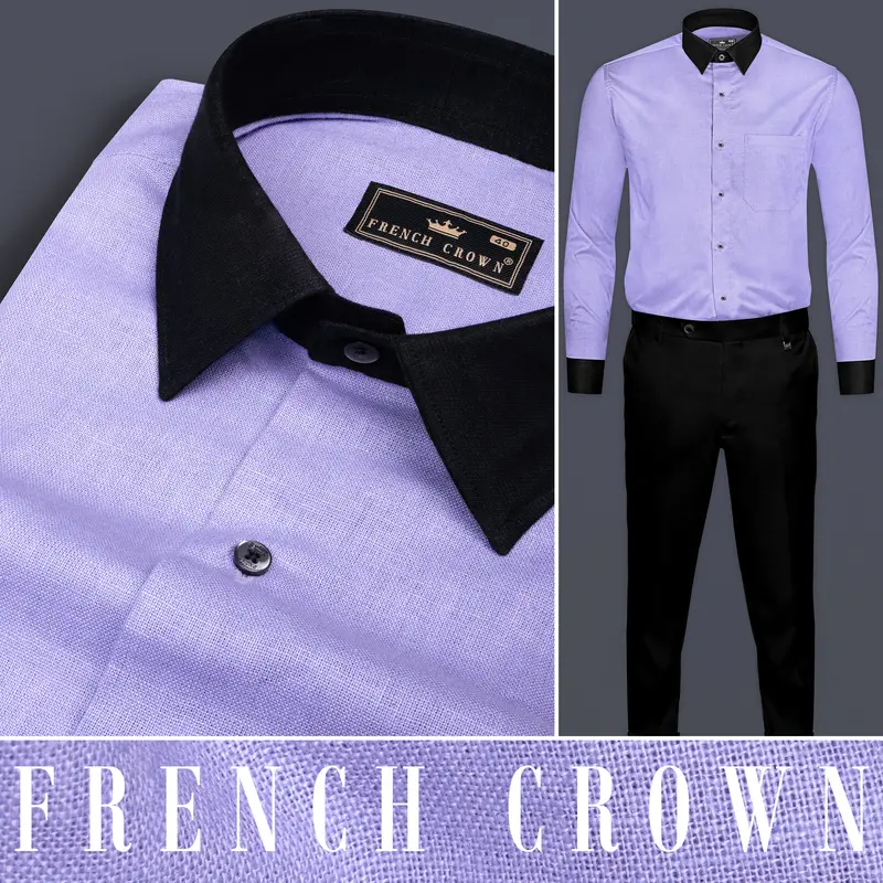 Melrose Purple Textured Luxurious Linen Shirt 10