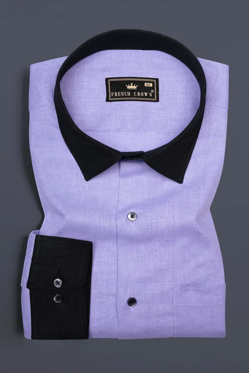 Melrose Purple Textured Luxurious Linen Shirt 2