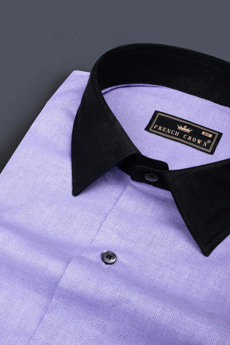 Melrose Purple Textured Luxurious Linen Shirt 4
