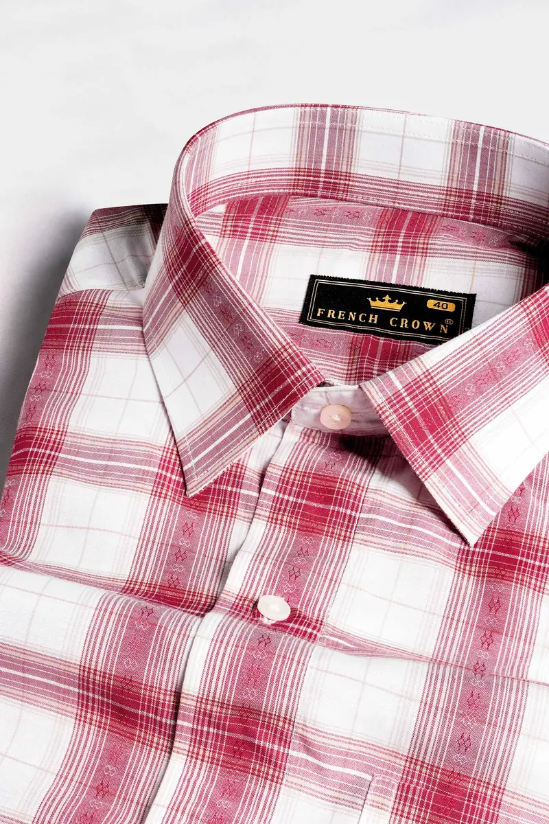 Melrot Red And White Plaid Premium Cotton Shirt 1