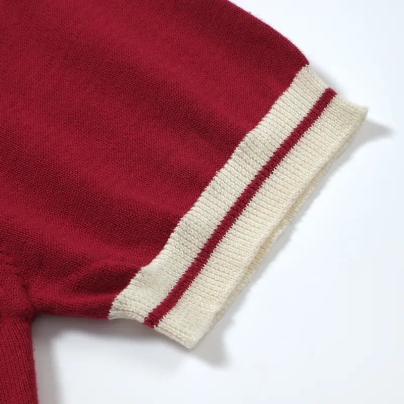 Men's 60S Mod Red Knit Zip Polo – Retro Casual Contrast Trim Shirt 5