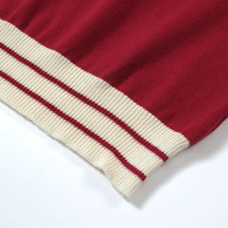 Men's 60S Mod Red Knit Zip Polo – Retro Casual Contrast Trim Shirt 6