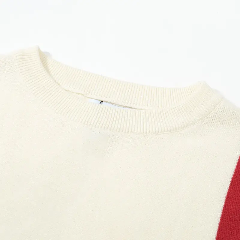 Men's 60S Mod Stripe Knit Sweater – Cream Long Sleeve Retro Pullover 3