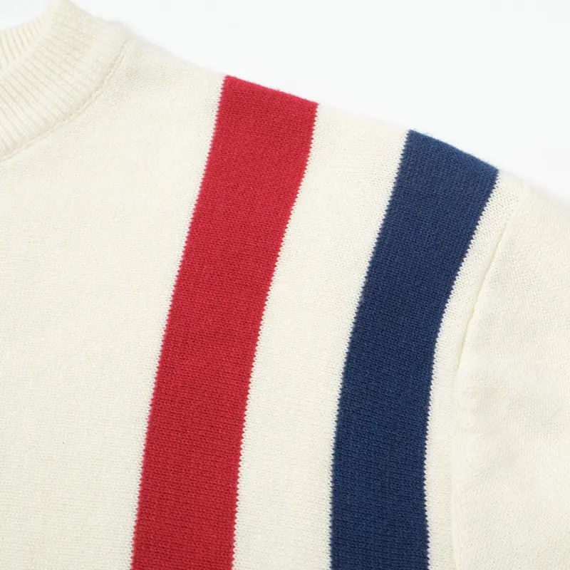 Men's 60S Mod Stripe Knit Sweater – Cream Long Sleeve Retro Pullover 4