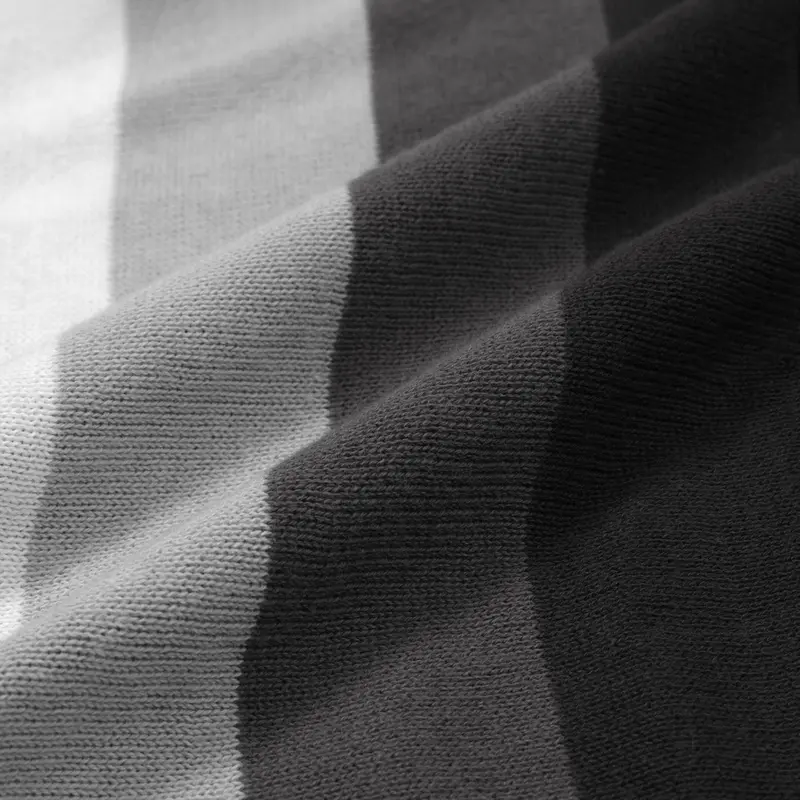 Men's 60S Monochrome Stripe Knit Shirt – Black, White & Grey Button-Up Polo 2