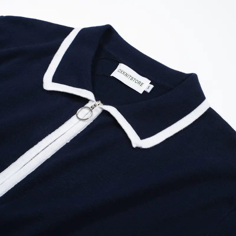 Men’S 60S Zip-Up Mod Jacket – Navy With White Trim 3