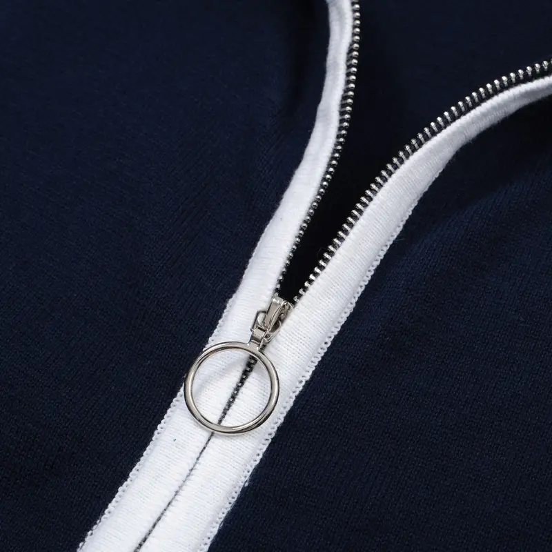 Men’S 60S Zip-Up Mod Jacket – Navy With White Trim 4
