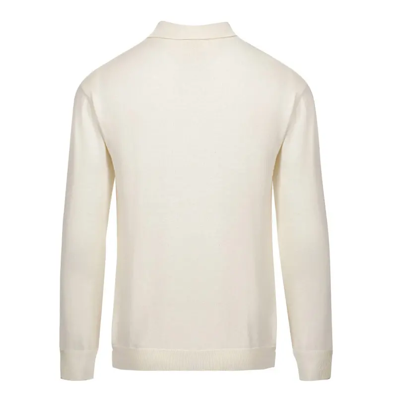 Men's 70S Embroidered Knit Pullover – Cream Retro Sweater With Floral Collar Detail 3