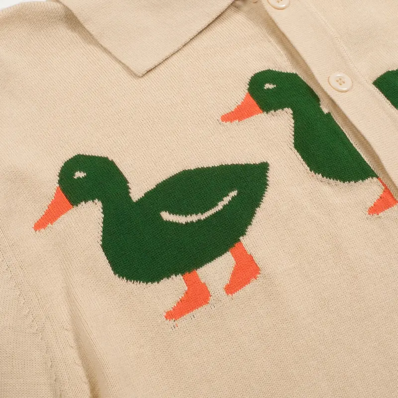 Men's Apricot Duck Art Jacquard Cardigan 2