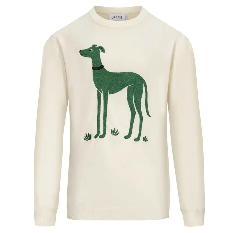Men's Apricot White Dog Classic Vintage Embroidery Knitwear 1