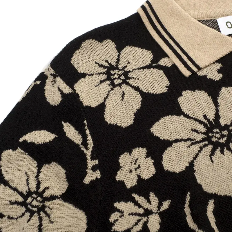 Men's Black Floral Plant Vintage Jacquard Cardigan 4