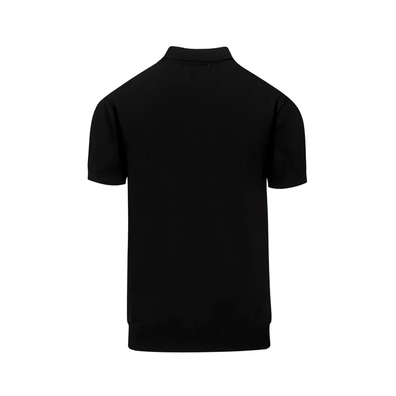 Men's Black Patchwork Jacquard V-Neck Knitted Polo 3
