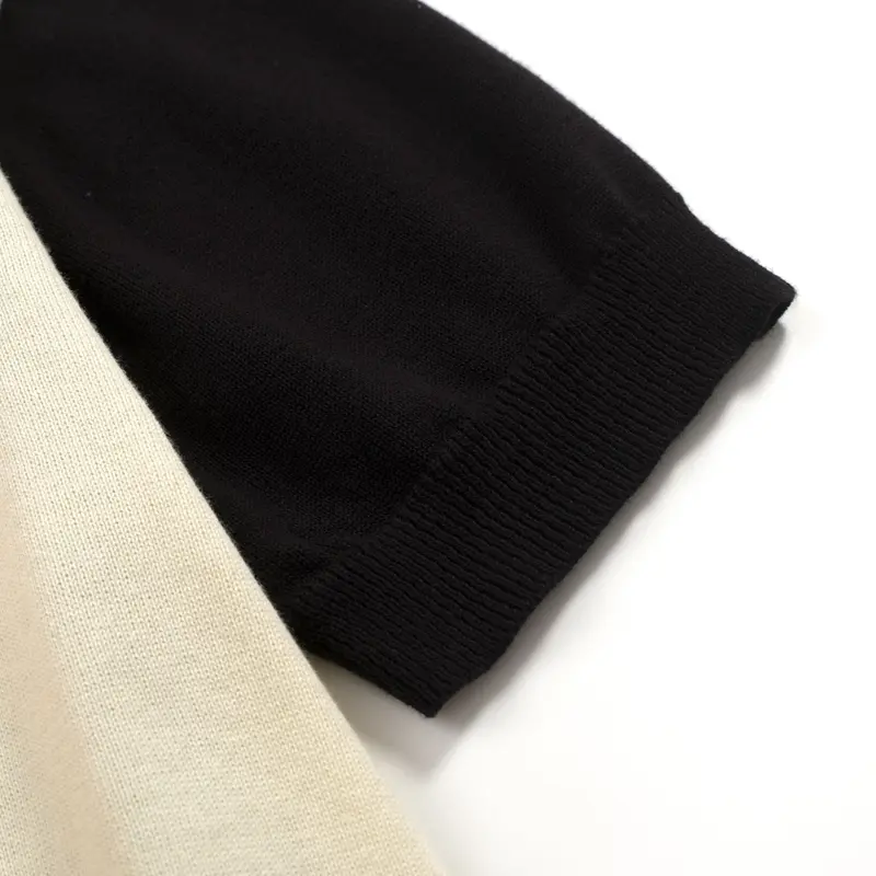 Men's Black Patchwork Jacquard V-Neck Knitted Polo 5
